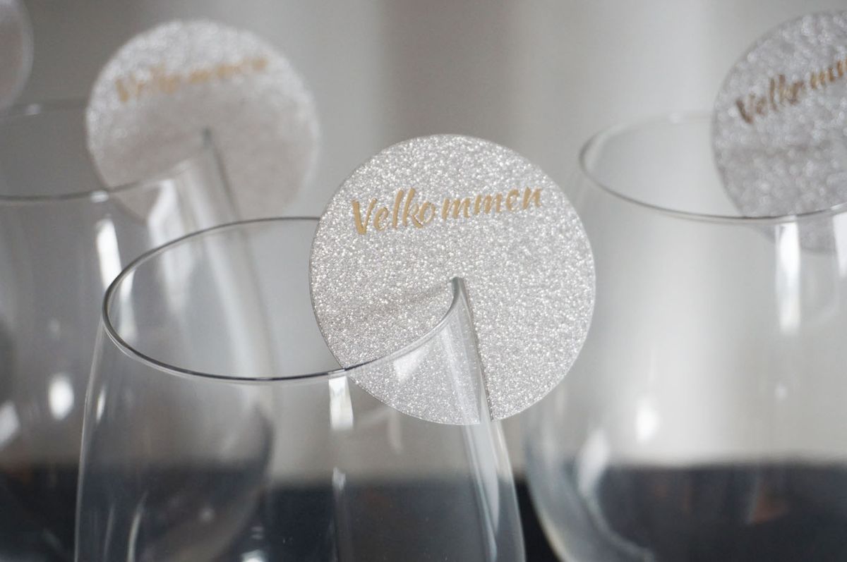 25 stk | Dekor til vinglass, Velkommen, 8 stk